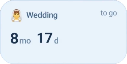 Small Color widget: Wedding, 8 mo 17 d to go.